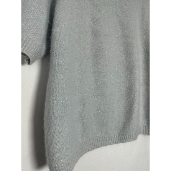 Deane & White Womens XL Light Grey Sparkle Short Sleeve Sweater Top Angora Blend - Picture 3 of 8